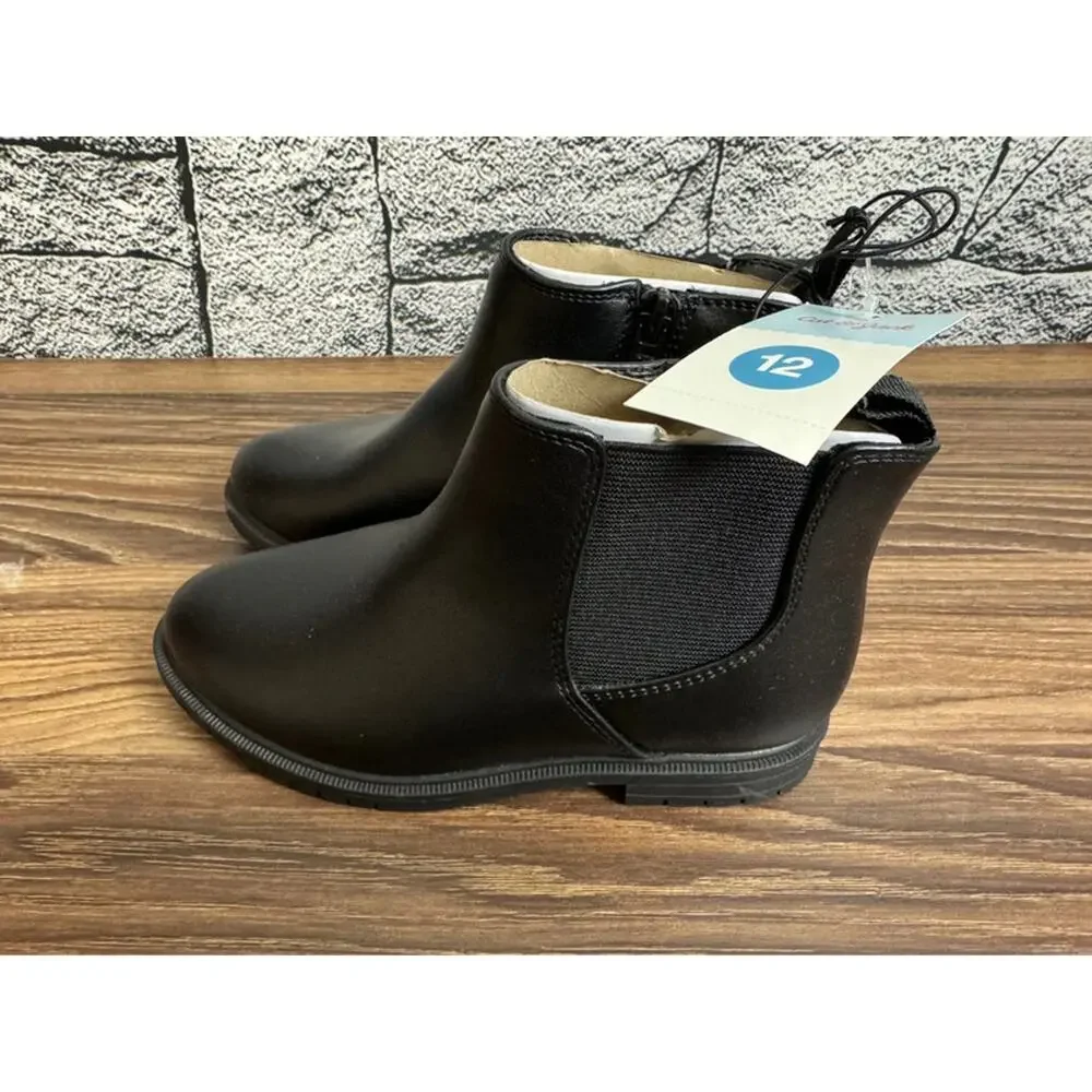 NWT Girls Black Cat & Jack Tanner Boots - Size 12